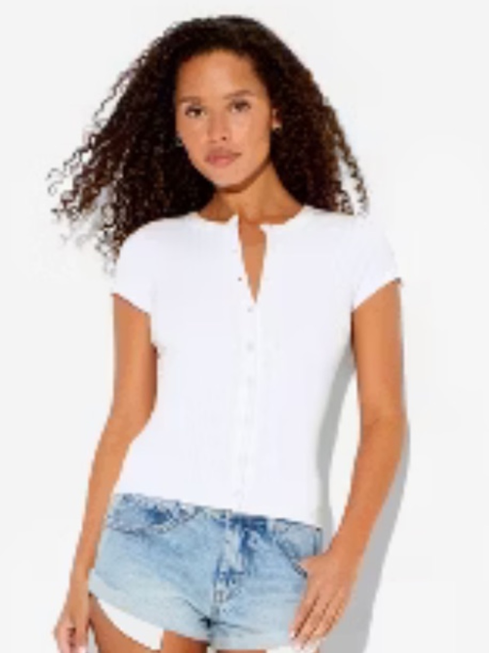 Wild Fable Cap Sleeve Cropped Button-Down Shirt
